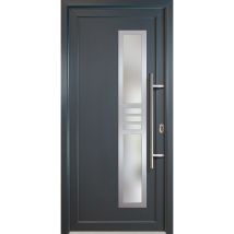 Porte d'ingresso pvc jm signum esclusivo, mod. 53, dentro: bianco/al di fuori: titanio, larghezza: 88cm, altezza: 200cm, senso di aperatura destra