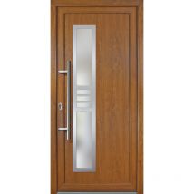Meeth - Porte d'ingresso pvc jm signum esclusivo, mod. 53, golden oak a due lati, larghezza: 108cm, altezza: 200cm, senso di aperatura sinistra