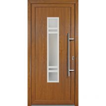 Meeth - Porte d'ingresso pvc jm signum esclusivo, mod. 83, golden oak a due lati, larghezza: 88cm, altezza: 208cm, senso di aperatura destra