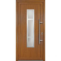 Meeth - Porte d'ingresso pvc jm signum esclusivo, mod. 87, dentro: bianco/al di fuori: golden oak, larghezza: 108cm, altezza: 200cm, senso di