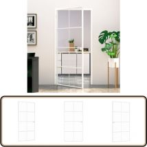 Porte d'intérieur Blanc 93x201,5 cm Trempé verre aluminium fin - Porte Intérieue - Porte Vitrée - Porte Blanche - Porte Design - Porte Aluminium