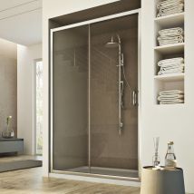 Idralite - Porte de douche coulissante verre transparent h 185 mod Replay 1 porte 100 cm