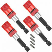 Ersandy - Porte Embout Magnetique Puissant, 4 Pièces Porte Embout Visseuse a Choc avec 4 Embouts PH2, Hex Tige Porte-Embout de Tournevis Magnétique