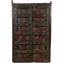 Porte en bois massif et en fer pour l'intérieur ou l'extérieur, de style médiéval.
