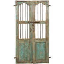 Porte en bois massif et en fer pour l'intérieur ou l'extérieur, de style médiéval.