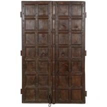 Biscottini - Porte en bois massif et en fer pour l'intérieur ou l'extérieur médiévale ancienne coulissante