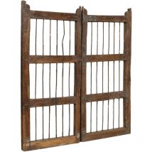 Porte en bois massif et en fer, pour une utilisation intérieure et extérieure