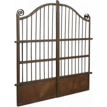 Biscottini - Portail extérieur en fer forgé 115x115x5 cm Portail finition antique Pièce unique Portail de jardin extérieur Marron