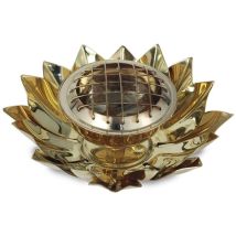 Zen Et Ethnique - Porte Encens À Charbon Lotus En Laiton