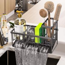 Porte-éponge d'évier de cuisine, organisateur d'évier en acier inoxydable avec plateau de vidange automatique, rangement d'éponge d'évier de cuisine,