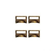 4 Poignées de meuble laiton rouillé 80X50mm, coquille Porte étiquette