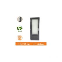 Porte-Fenêtre 1 vantail Gris - Tirant Gauche - H.215 x l.80 cm