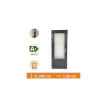 Porte-Fenêtre 1 vantail Gris - Tirant Gauche - H.205 x l.80 cm