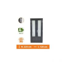 Porte-Fenêtre 2 vantaux Gris - H.225 x l.120 cm
