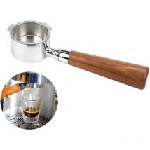 Lepmerk - Porte-filtre à café sans fond de 51 mm, avec panier filtrant et poignée en bois de remplacement, pour machine à café Delonghi EC680 EC685,
