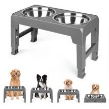 Gamelle Chien réglable en Hauteur, Gamelle Chien Surelevee avec 2 Bols en Acier Inoxydable de 1700 ml, Gamelle Chien de Taille Moyenne et Grande, 3