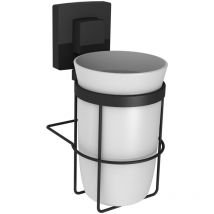 Porte-gobelet kote noir avec les 3 modes de fixation inclus (ventouse - vis - adhésif de haute qualité) - Allibert