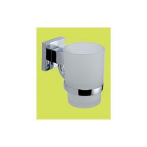 Porte-gobelet Porte-brosse a dents et gobelet Geo en acier chromA et verre