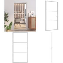 Vidaxl - Porte intérieure 102,5x201,5 cm Blanc Verre esg et aluminium - Portes Intérieures - Porte Vitrée - Porte Blanche - Porte Design - Porte