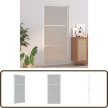 Porte intérieure 93x201,5 cm Blanc Verre mat et aluminium - Porte Intérieure - Porte Vitrée - Porte Blanche - Porte Aluminium - Porte Design