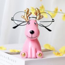 Porte-lunettes en forme d'animal Cerf Figurines en résine Support à lunettes Rose