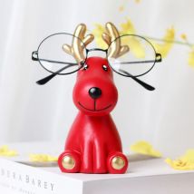 Porte-lunettes en forme d'animal Cerf Figurines en résine Support à lunettes Rouge