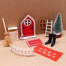 Porte Lutin Farceur de Noel, Lutin Farceur de Noel Accessoires 18 Pièces Porte Magique Lutin Farceur Kit avec Arbre de Noël Guirlande Boîte Aux