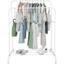Bathrins - Portant à vêtements Penderie à vêtement double avec porte-chaussures 110x54x145/125cm Blanc