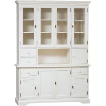 Porte-manteau champêtre en tilleul massif avec finition antique blanc L156xPR50xH200 cm