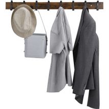 Acaza - Porte-manteau mural - Patère Murale - 8 Crochets modernes, 88 cm, vintage rétro brun