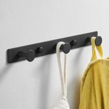 Porte-Manteau Mural Crochets de Serviettes Patères Murales à Vis Porte-Serviettes pour Salle de Bain et Cuisine, Finition Noire Mate en Acier