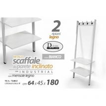 Webmarketpoint - Porte-manteau mural incliné blanc industriel 64 x 45 x 180 h