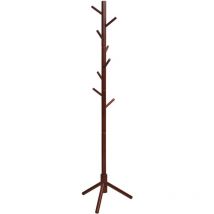 Porte-manteau, porte-manteau autoportant en bois d'hévéa avec 8 crochets, porte-manteau réglable en haauteur, porte-manteau pour porte-manteau, pour