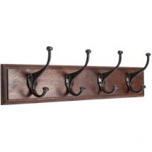 Biscottini - Porte-manteau pour vetements en bois massif et fer forgé finition murale noyer L60xPR12xH16 cm