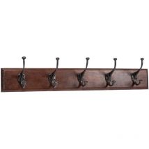 Biscottini - Porte-manteau pour vetements en bois massif et fer forgé finition murale noyer L76xPR13xH22 cm