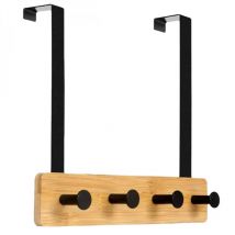 Vivezen - Porte manteau suspendu, crochet de porte - Bois - 4 crochets