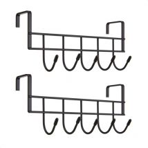 Porte-manteaux pour portes - Set de 2 porte-manteaux pour portes - Porte-manteau pour serviettes et vêtements - Métal - Noir