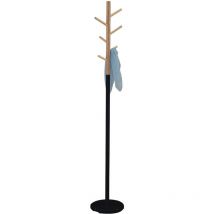 Porte-manteaux enrico, en métal laqué noir et bois