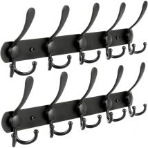 Memkey - Wall Mounted Coat Racks, 2 Pack 15 Hooks Stainless Steel Wall Mounted Rail for Coat Rack Towel Robe Bathroom Entryway