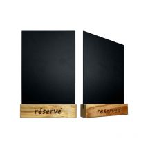 Porte menu bois réservé - reserved dimensions 15x3,6x3,6 cm avec ardoise A5 - Lot de 2