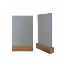 Porte menu de table en bois brut dimensions 15x3,6x3,6 cm avec plexi A5 - Lot de 2