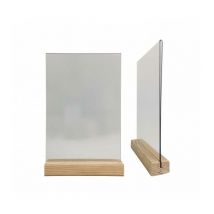 Porte menu de table en bois brut dimensions 15x3,6x2,3 cm avec plexi A5 - Lot de 2