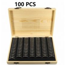 Porte-monnaie en bois de pin Boîte de rangement pour pièces de monnaie en bois pour pièce commémorative à collectionner avec Capsules coque de