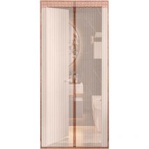 Porte moustiquaire magnétique, dentelle rayée, 90x210cm (marron)
