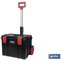 Coffre à outils robuste avec poignée télescopique et roulettes 530 x 355 x 390 mm