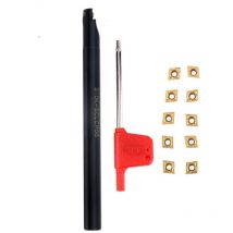 Rapanda - Porte-outil S10K-SCLCR06 + 10 lames cnc CCMT060204-HM YBC251 + clé (la couleur de la clé est aléatoire)