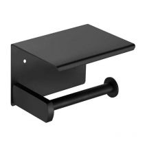 Porte-papier hygiénique, porte-papier hygiénique mural, avec support de rangement pour téléphone portable (noir)