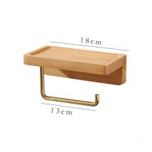 Tonchean - Porte-papier hygiénique, porte-rouleau de papier hygiénique, porte-serviettes en bois et laiton, boîte à mouchoirs, support de rangement