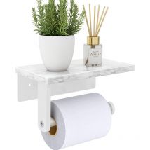 Sunxury - Porte-papier hygiénique avec étagère en marbre naturel, vis en acier inoxydable 304 mural, distributeur de porte-rouleau de papier de soie