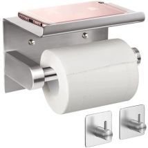 Sinbinta - Porte Papier Toilette Avec 2 crochets, Support Papier Toilette Mural Acier Inoxydable - Argent